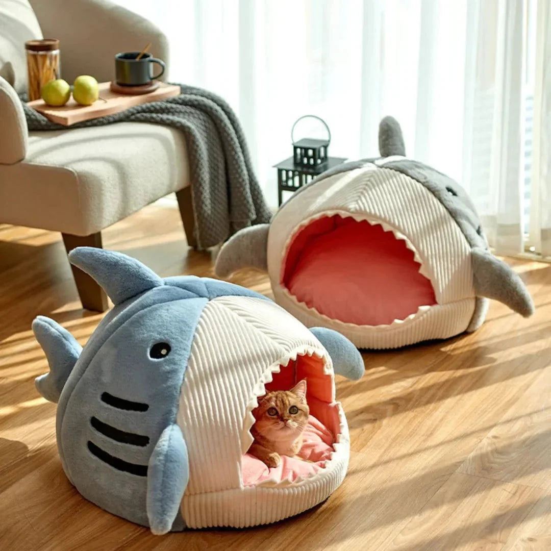 Cama pet tubarão de pelúcia — foto principal do produto